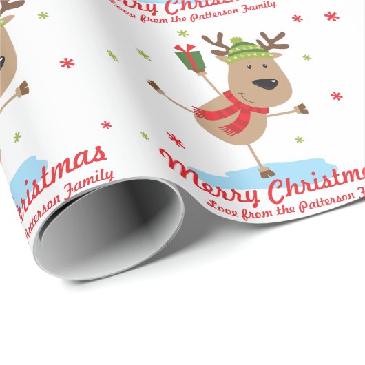 Vroege kerstfeestdag rendiertijd op maat cadeaupapier (Rol Hoek)