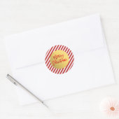 Vroege kerstfeestdag Rode Stripes Gold Foil Ronde Sticker (Envelop)