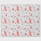 Vroege kerstfeestdag — Sluitkat en konijnen Cadeaupapier (Vlak)