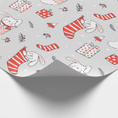 Vroege kerstfeestdag — Sluitkat en konijnen Cadeaupapier (Hoek)