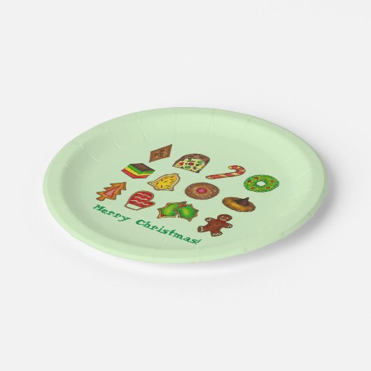 Vroege kerstfeestdagen, koekjes en broodjes bakken papieren bordje (Gekanteld)