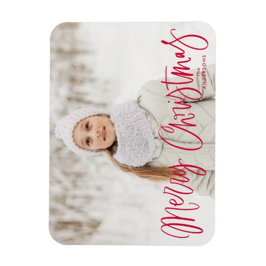 Vroege kerstfeestelijke foto van Red Script Holida Magneet (Verticaal)