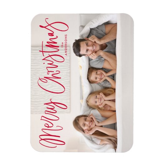 Vroege kerstfeestelijke foto van Red Script Holida Magneet (Verticaal)