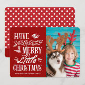 Vroege kerstfeestelijke fotokaart (rood) aankondiging (Voorkant / Achterkant)