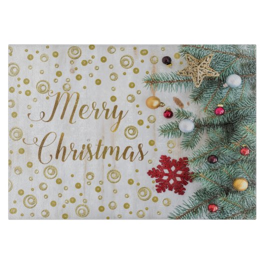 Vroege kerstfeestelijke gouden cirkels snijplank (Voorkant)