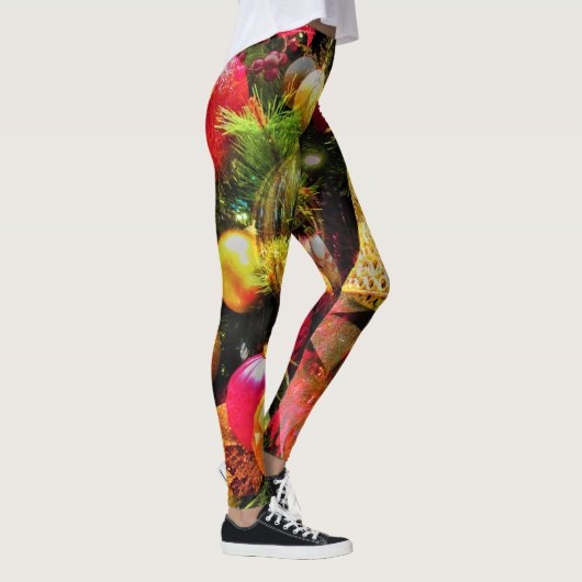 Vroege kerstfeestelijke rode gouden Mode Leggings (Rechts)