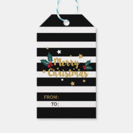 Vroege kerstfeestjes Glitter & Stripes Cadeaulabel