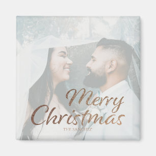 Vroege kerstfeestjes Gold Aangepaste foto's & naam Magneet