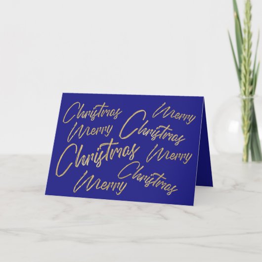 Vroege kerstfeestjes Gold Foil en Blue Feestdagen Kaart (Voorkant)