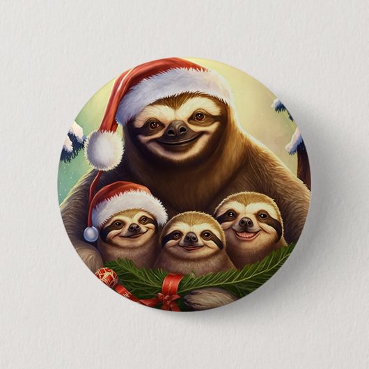 Vroege kerstfeestjes ronde button 5,7 cm (Voorkant)