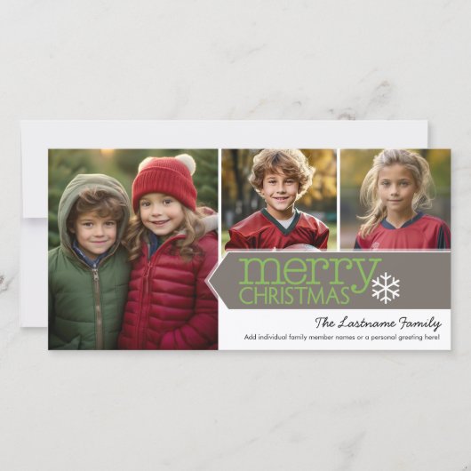 Vroege kerstfoto - 3 foto's feestdagenkaart (Voorkant)