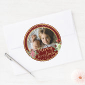 Vroege kerstfoto Aangepast foto Bourgogne Red & Go Ronde Sticker (Envelop)
