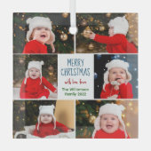 Vroege kerstfoto Collage Cute Custom Cute Gift Glas Ornament (Voorkant)