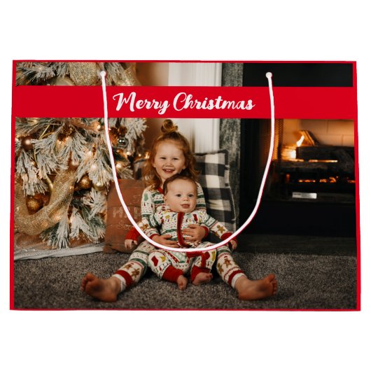 Vroege kerstfoto Collage Red Happy Holiday Groot Cadeauzakje (Voorkant)