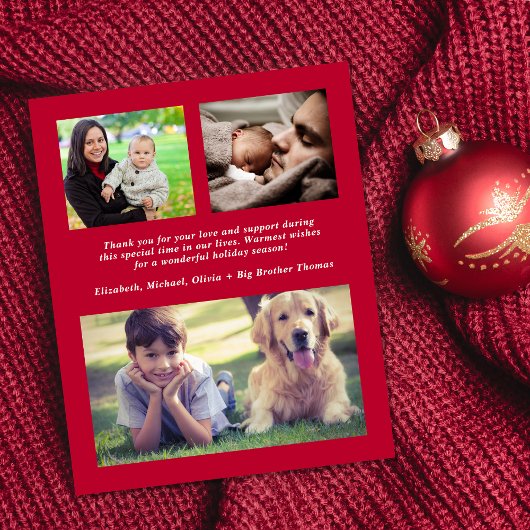 Vroege kerstfoto geboorteaankondiging