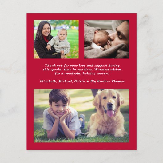 Vroege kerstfoto geboorteaankondiging (Achterkant)