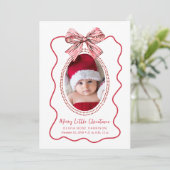 Vroege kerstfoto geboorteaankondiging feestdagenkaart (Staand voorkant)