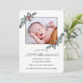 Vroege kerstfoto geboorteaankondiging feestdagenkaart (Staand voorkant)
