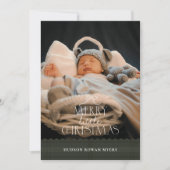 Vroege kerstfoto geboorteaankondiging feestdagenkaart (Voorkant)
