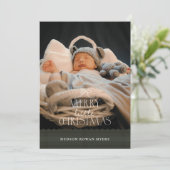Vroege kerstfoto geboorteaankondiging feestdagenkaart (Staand voorkant)