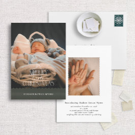 Vroege kerstfoto geboorteaankondiging feestdagenkaart