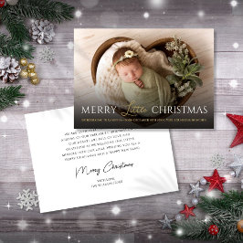Vroege kerstfoto geboorteaankondiging feestdagenkaart
