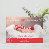 Vroege kerstfoto geboorteaankondiging feestdagenkaart (Staand voorkant)