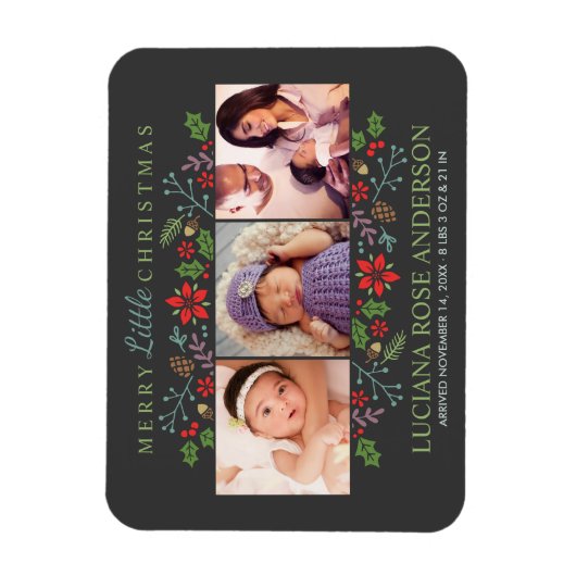 Vroege kerstfoto geboorteaankondiging magneet (Verticaal)