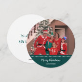 Vroege kerstfoto Gepersonaliseerde Groene Ronde Feestdagenkaart (Voorkant / Achterkant)