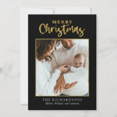 Vroege kerstfoto Gold Foil Minimale feestdag Feestdagenkaart (Voorkant)