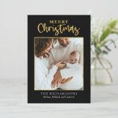 Vroege kerstfoto Gold Foil Minimale feestdag Feestdagenkaart (Staand voorkant)