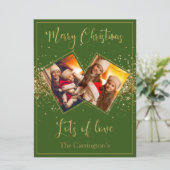 Vroege kerstfoto Gold Glitter Script Holiday (Staand voorkant)