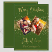 Vroege kerstfoto Gold Glitter Script Holiday (Voorkant / Achterkant)
