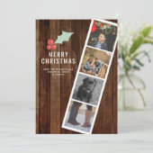 Vroege kerstfoto Holly en Hood Feestdagenkaart (Staand voorkant)