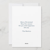 Vroege kerstfoto met bericht Blauw Feestdagenkaart (Achterkant)