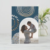 Vroege kerstfoto met bericht Blauw Feestdagenkaart (Staand voorkant)