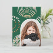 Vroege kerstfoto met bericht groen feestdagenkaart (Staand voorkant)