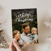 Vroege kerstfoto met handschrift feestdagenkaart