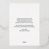 Vroege kerstfoto met modern script Red Merry Folie Feestdagenkaart (Achterkant)