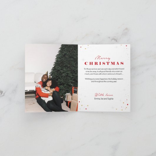Vroege kerstfoto met platte feestdag feestdagen kaart (Binnen)