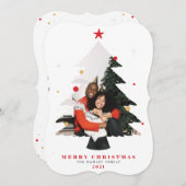 Vroege kerstfoto met platte feestdag feestdagenkaart (Voorkant / Achterkant)