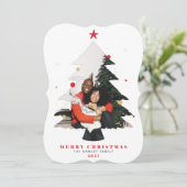 Vroege kerstfoto met platte feestdag feestdagenkaart (Staand voorkant)