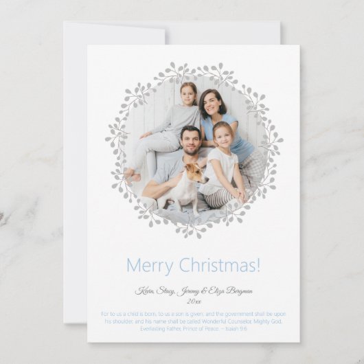 Vroege kerstfoto met platte feestdag feestdagenkaart (Voorkant)