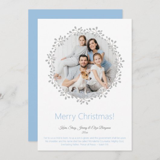 Vroege kerstfoto met platte feestdag feestdagenkaart (Voorkant / Achterkant)