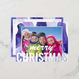Vroege kerstfoto Moderne Abstracte Waterverf Folie Feestdagen Briefkaart
