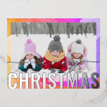 Vroege kerstfoto Moderne Abstracte Waterverf Folie Feestdagen Briefkaart<br><div class="desc">Merry Christmas Photo Modern Abstracte Waterverf Silver Foil Christmas Briefkaarten bevat uw favoriete foto op een achtergrond van een moderne abstracte waterverf met een "Merry Christmas" folie kalligrafie script overlay. Personaliseer door de tekst op de keerzijde te bewerken. Ontworpen door ©Evco Studio www.zazzle.com/store/evcostudio</div>