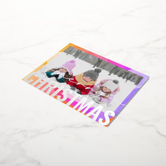 Vroege kerstfoto Moderne Abstracte Waterverf Folie Feestdagen Briefkaart (Gedraaid)