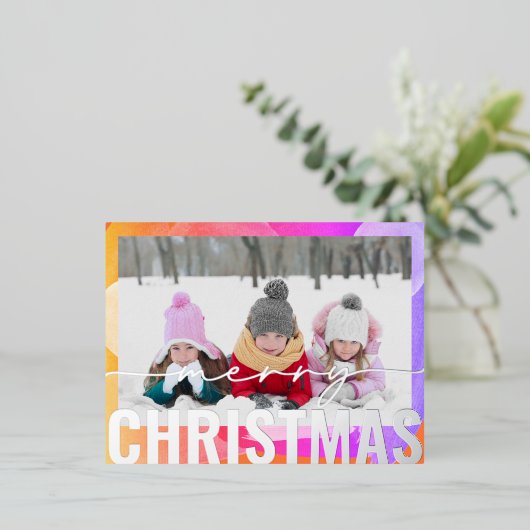 Vroege kerstfoto Moderne Abstracte Waterverf Folie Feestdagen Briefkaart (Staand Voorkant)