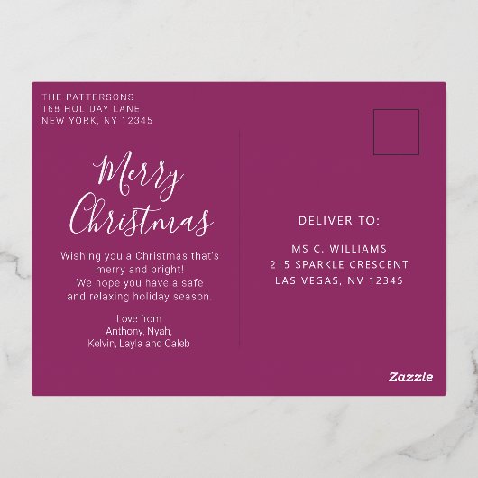 Vroege kerstfoto Moderne Abstracte Waterverf Folie Feestdagen Briefkaart (Achterkant)