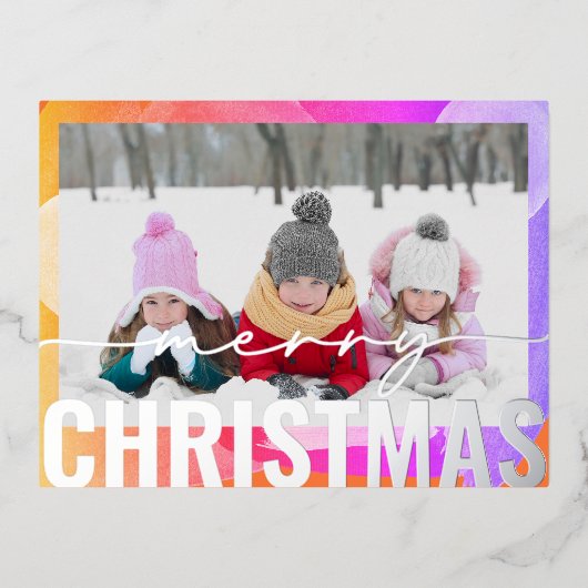 Vroege kerstfoto Moderne Abstracte Waterverf Folie Feestdagen Briefkaart (Voorkant)